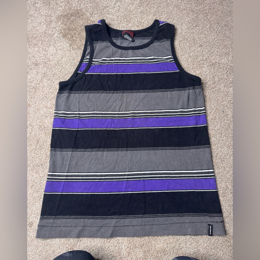 Tony Hawk Black & Gray Striped Tank Top with Red Tag